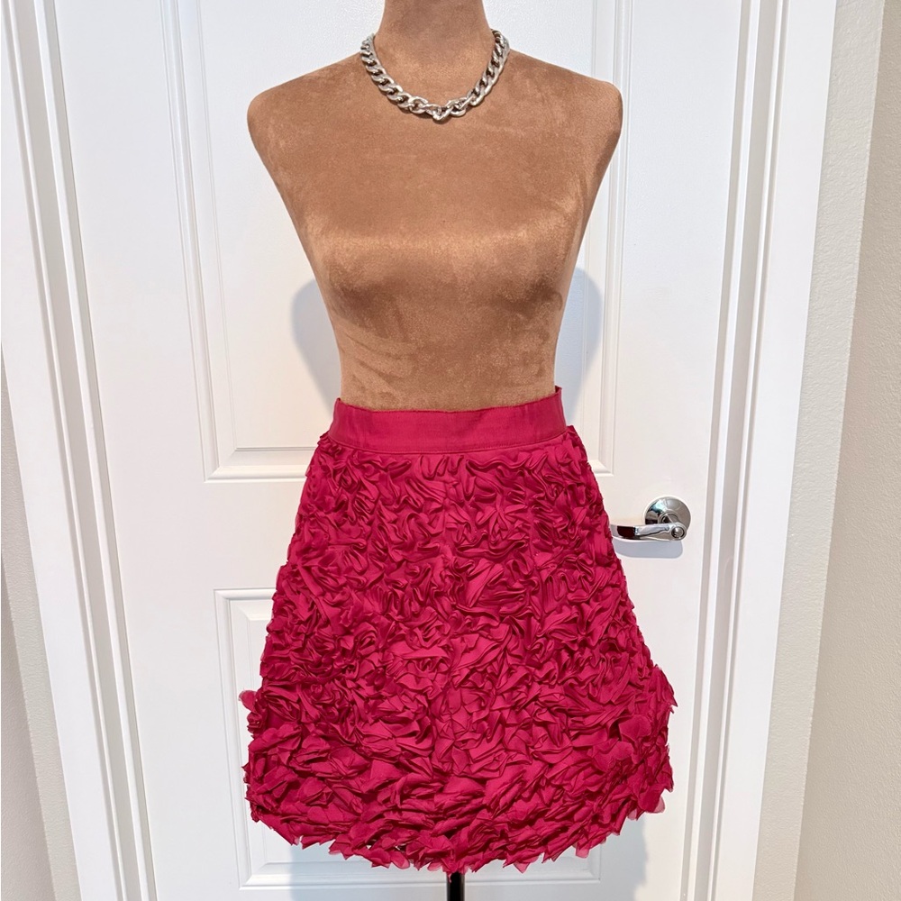 Giambattista Valli for Impulse Pink Ruffle Skirt Size 4 | Textured Party Skirt